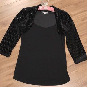 Bianca Nygard sparkling black faux bolero, tunic